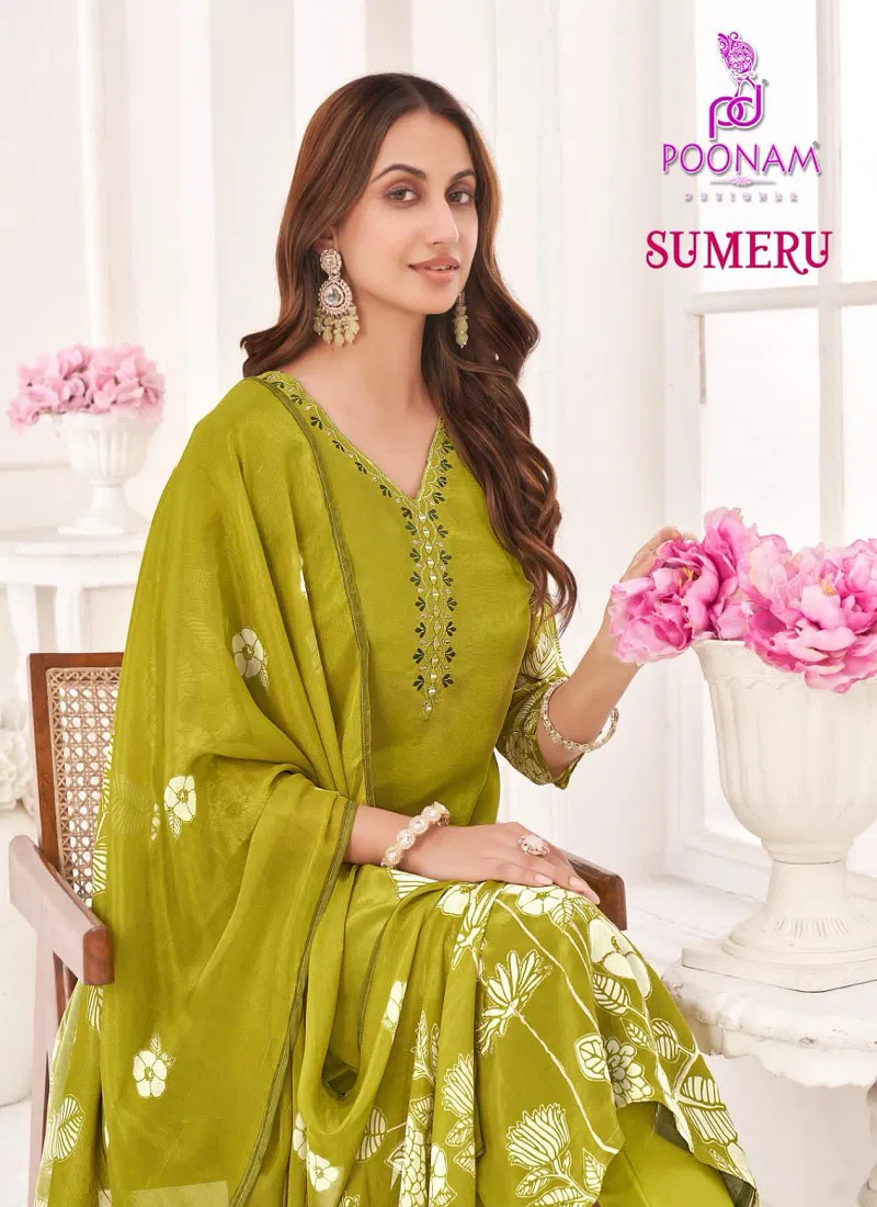 Sumeru By Poonam Crepe Printed Kurti With Bottom Dupatta Orders In India