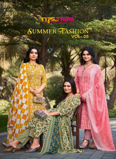 Summer Fashion Vol 5 By Tips And Tops Printed Cotton Kurti With Bottom Dupatta Wholesale Price In Surat 
 Catalog