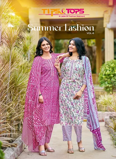 Summer Fashion Vol 6 By Tips And Tops Printed Cotton Kurti With Bottom Dupatta Wholesale Price In Surat
