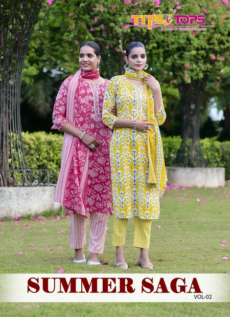 Summer Saga Vol 2 By Tips And Tops Cotton Kurti With Bottom Dupatta Wholesale Price In Surat