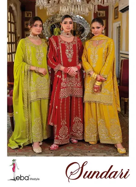Sundari By Eba Chinon Designer Surat Readymade Suits Wholesale Market