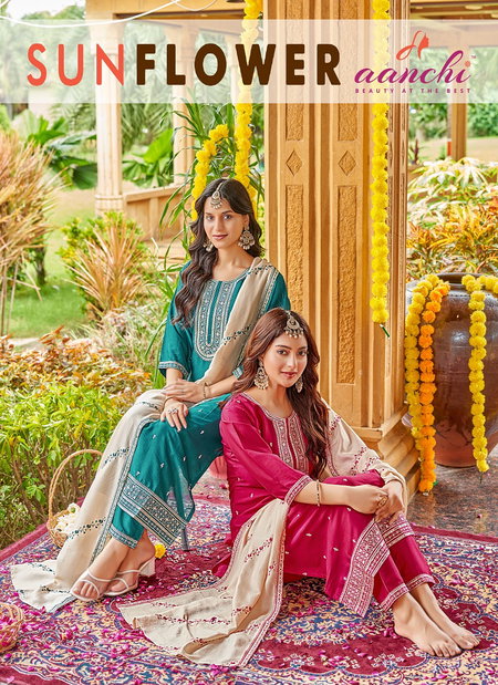 Sunflower By Aanchi Crystal Silk Kurti With Bottom Dupatta Wholesale Price In Surat
