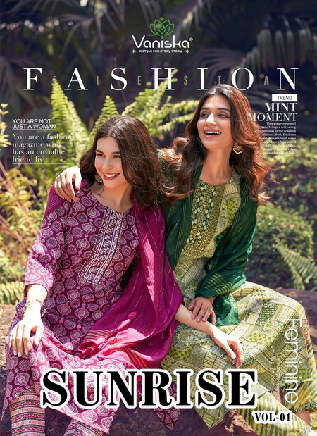 Sunrise Vol 1 By Vaniska Straight Cut Printed Kurti With Bottom Dupatta Wholesalers In Delhi