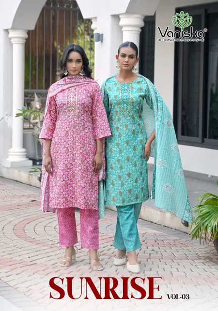 Sunrise Vol 3 By Vaniska Capsul Foil Kurti With Bottom Dupatta Wholesale Market In Surat