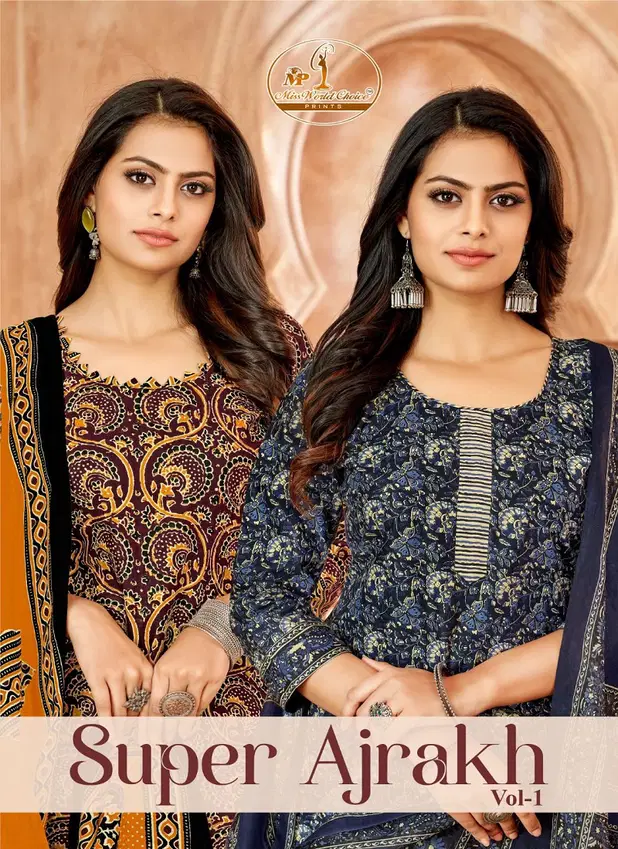 Super Ajrakh Vol 1 By Miss World Printed Cotton Dress Material Wholesale Shop In Surat