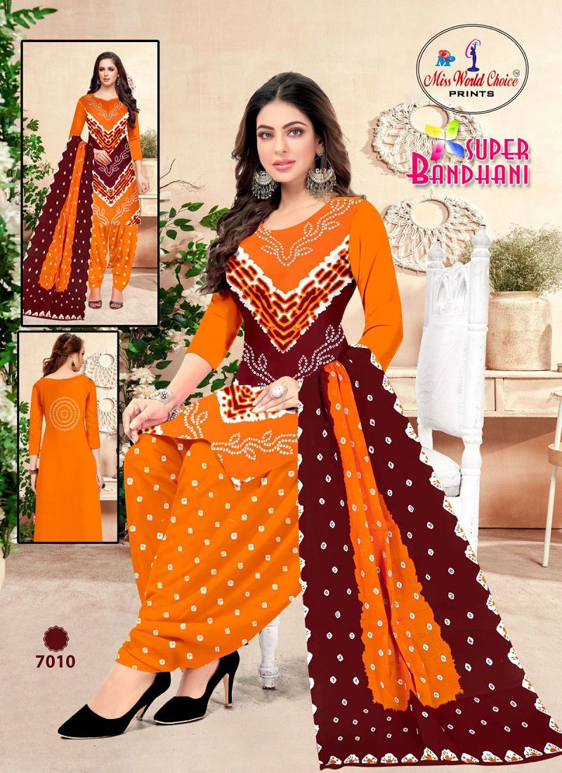 Super Bandhani Vol 7 By Miss World Printed Cotton Dress Material Wholesale Price In Surat Catalog