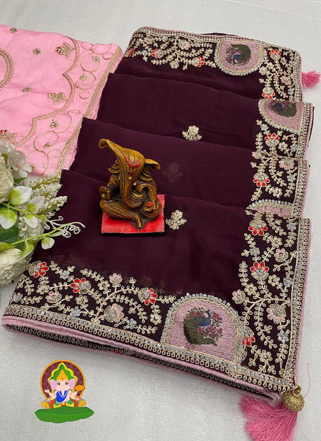 SV Designer Simar Silk Embroidery Party Wear Sarees Wholesale Market In Surat