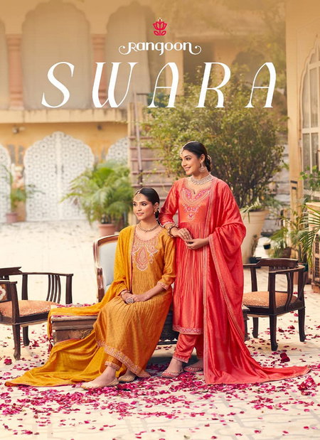 Swara by Rangoon Silk Wholesale Anarkali Kurti With Bottom Dupatta In India