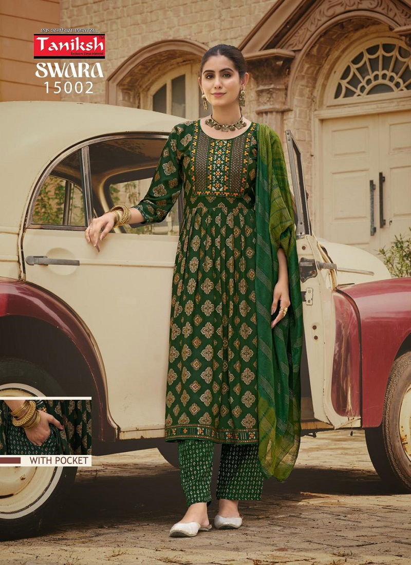 Swara Vol 15 By Taniksh Rayon Printed Kurti With Bottom Dupatta Wholesale Shop In Surat
 Catalog