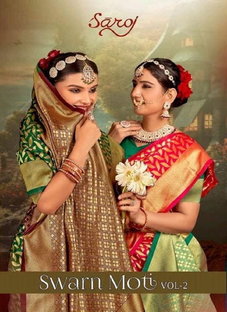 Swarn Moti Vol 2 By Saroj Designer Soft Silk Wedding Sarees Wholesale Price In Surat
