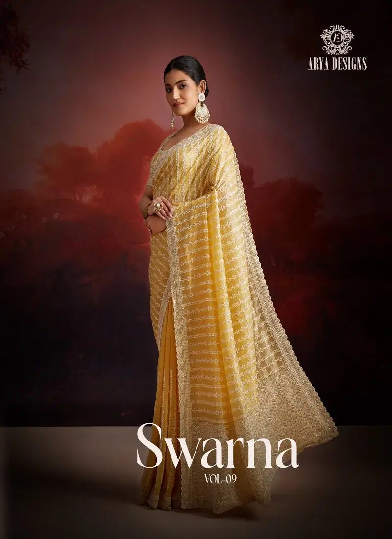 Swarna Vol 9 By Arya Designs Party Wear Saree Wholesale In India Catalog