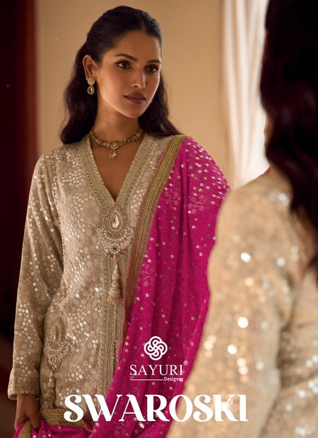 Swaroski By Sayuri Georgette Embroidery Top Dhoti And Dupatta Orders In India