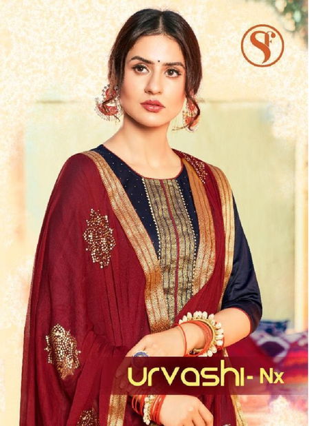 SWEETY FASHION URVASHI -NX Latest Fancy Designer Festive Wear Jam Satin With Heavy Swarovski jacquard Border Salwar Suit Collection Catalog