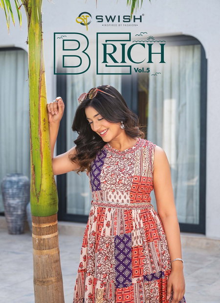 Swish Be Rich Vol 5 Wholesale Long Anarkali Party Wear Kurtis Orders In India
