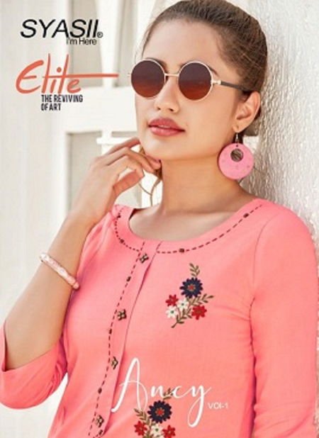 Syasii Ancy 1 Latest fancy Regular Casual Wear Rayon Handwork Designer Kurtis Collection
 Catalog