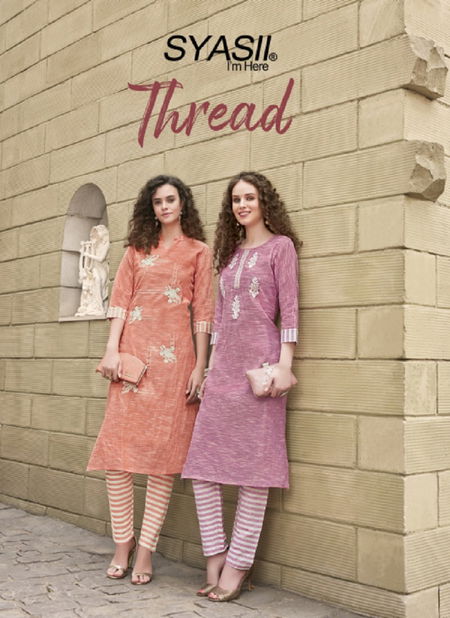 Syasii Thread Latest Fancy Designer Regular Wear Cotton With Embroidery Kurti With Bottom Collection
 Catalog