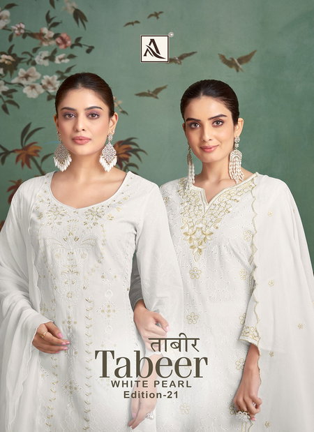 Tabeer White Pearl Edition 21 By Alok Suit Pakistani Pure Cambric Dress Material Wholesale Online