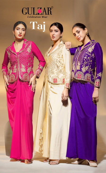 Taj By Gulzar Crepe Beautiful Beads Work Online Designer Indo Westerns Wholesale