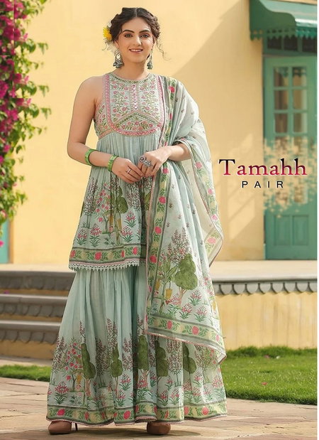 Tamahh Arya Heavy Muslin Printed Sharara Readymade Suits Wholesale Price In Surat