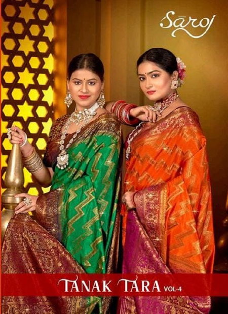 Tanak Tara Vol 4 By Saroj Ridh Pallu Swarovski Dolla Silk Sarees Wholesale Shop In Surat
