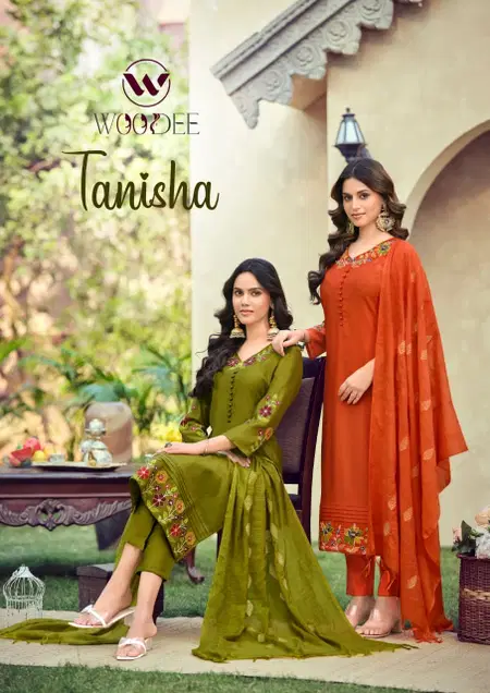 Tanisha By Woodee Viscose Gadhwal Wholesale Kurti With Bottom Dupatta In India