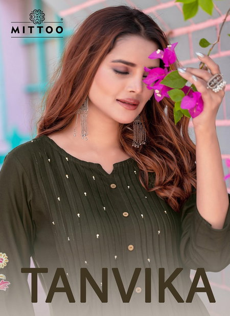 Tanvika By Mittoo Rayon Designer Kurti With Bottom Wholesale Shop In Surat
