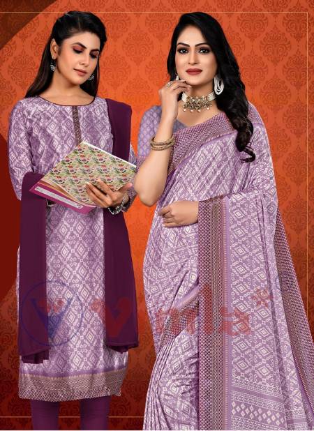 Tapsi Silk Vol 1 Printed Uniform Dress With Saree Combo Catalog

