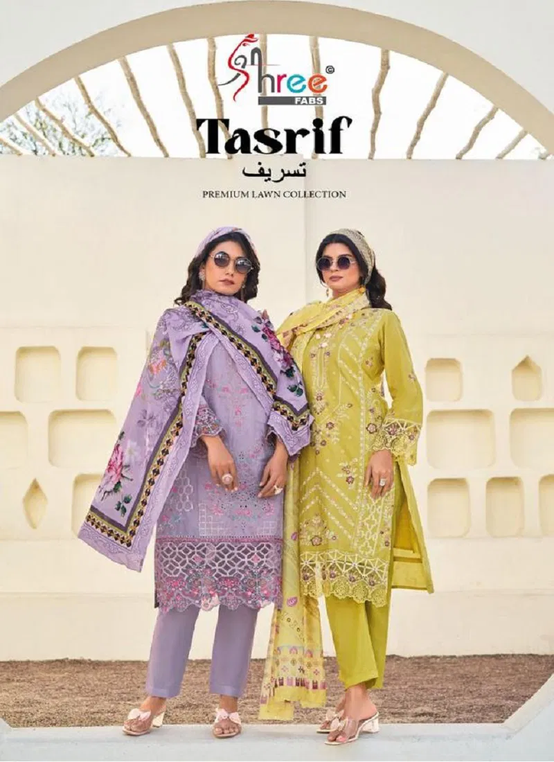 Tasrif Premium Lawn Collection Vol 1 By Shree Fabs Cotton Salwar Suits Wholesale Online