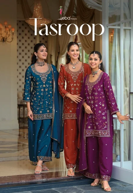 Tasroop By Eba Chinon Embroidery Bulk Readymade Suits Orders In India