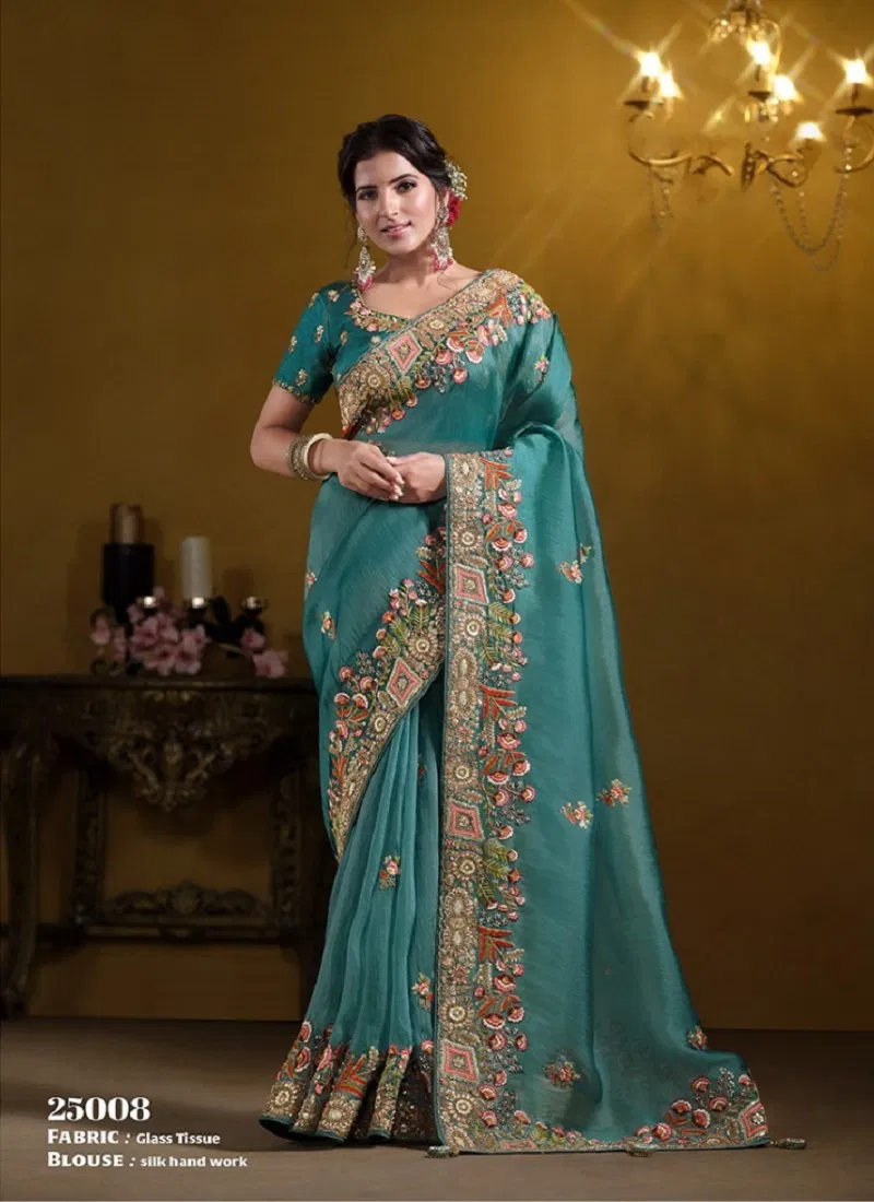 Teal Green Rajasvi By Mahotsav Designer Wedding Wear Saree Wholesale Price Catalog