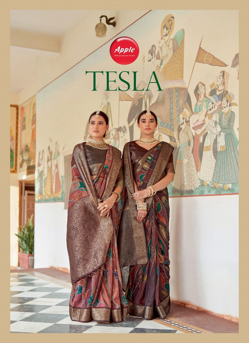 Tesla Vol 1 By Apple Cotton Silk Rich Pallu Printed Sarees Wholesale Shop In Surat Catalog