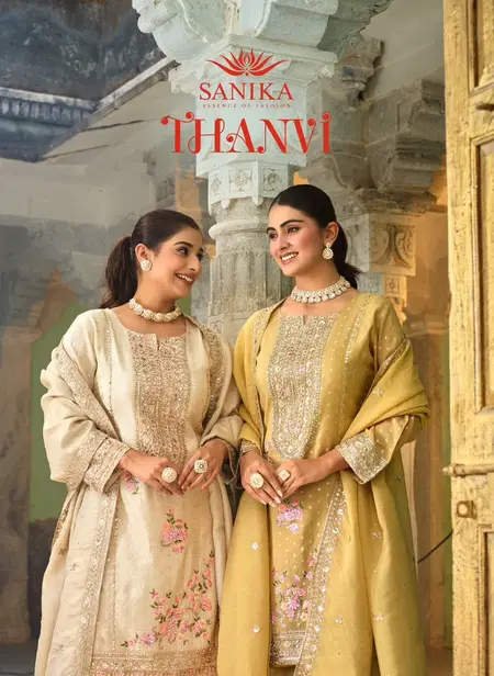 Thanvi By Sanika Viscos Simmer Silk Plazzo Suits Exporters In India