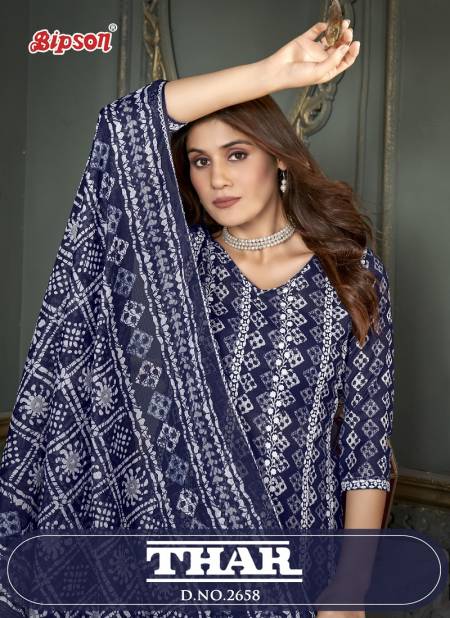 Thar 2658 By Bipson Embroidery Printed Cotton Dress Material Wholesalers In Delhi