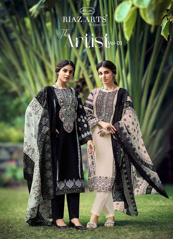 The Artist Vol 3 By Riaz Arts Lawn Karachi Cotton Dress Material Wholesalers In Surat
