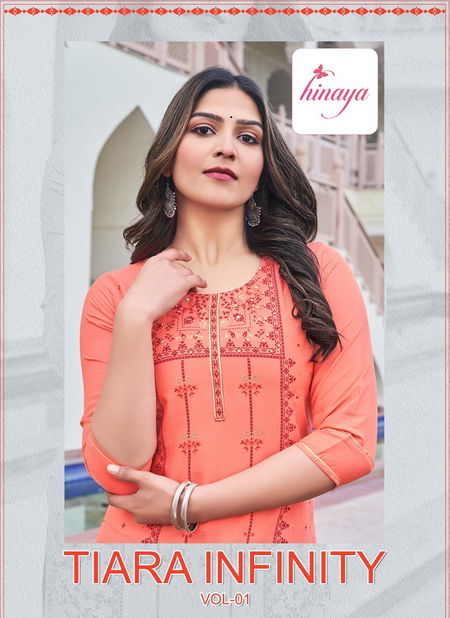 Tiara Infinity Vol 1 By Hinaya Rayon Printed Kurtis Wholesale Shop In Mumbai Catalog