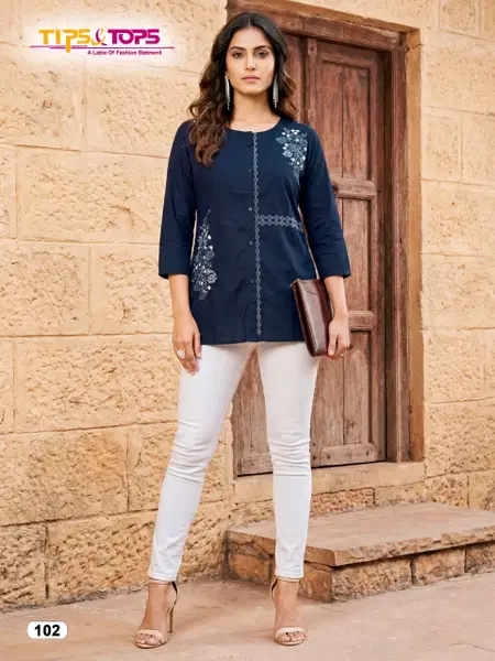 Viana By Tips And Tops Rayon Printed Wholesale Wastern Ladies Top In India