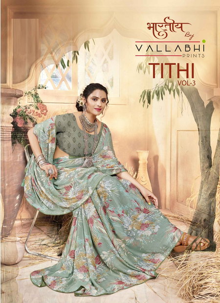 Tithi Vol 3 By Vallabhi Swarovski Border Georgette Sarees Wholesale Shop In Surat 