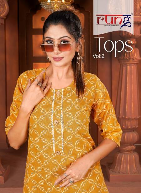 Tops Vol 2 By Rung Printed Pure Cotton Ladies Top Wholesale Market In Surat