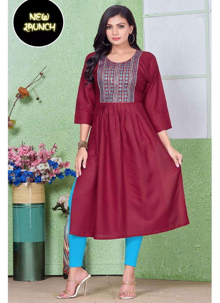 Trendy Chicago Vol 2 Rayon Sequence Work Naira Cut Kurti Catalog
 Catalog