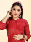 Trendy Row Cotton Flex Latest Fancy Designer Heavy Stripes 
Designer Kurtis Collection
