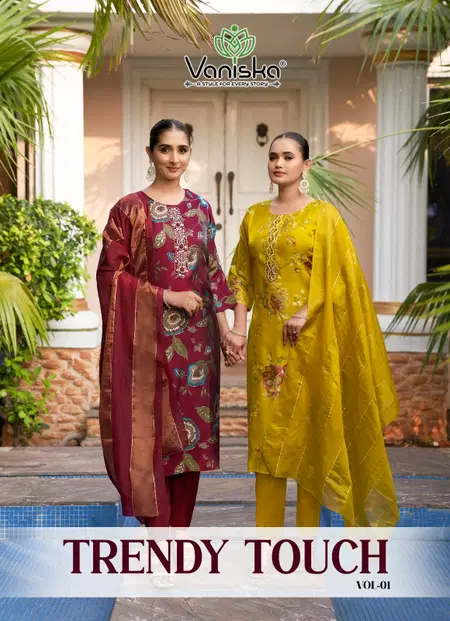 Trendy Touch Vol 1 By Vaniska Glass Silk Online Kurti With Bottom Dupatta Wholesale
