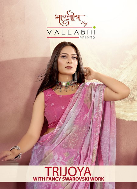 Trijoya By Vallabhi Printed Designer Chiffon Sarees Wholesale Market In Surat

