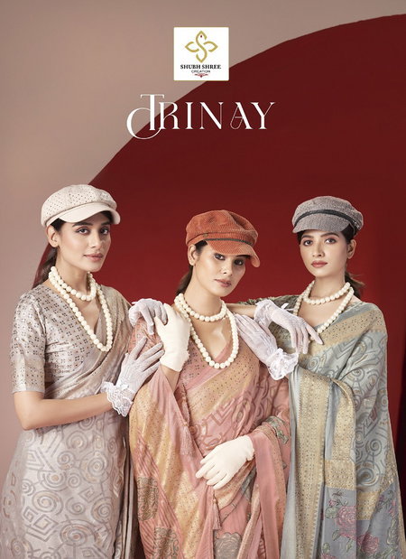 Trinay By Shubh Shree Dull Moss Brasso Fancy Saree Orders In India