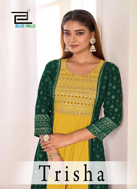 Trisha By Blue Hills Rayon Anarkali Kurtis With Classic Neck Wholesale Price In Surat