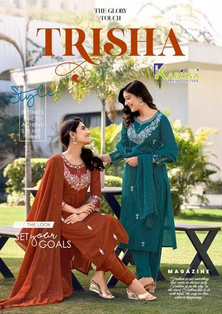 Trisha By Karissa Cotton Embroidery Kurti With Bottom Dupatta Exporters In India
