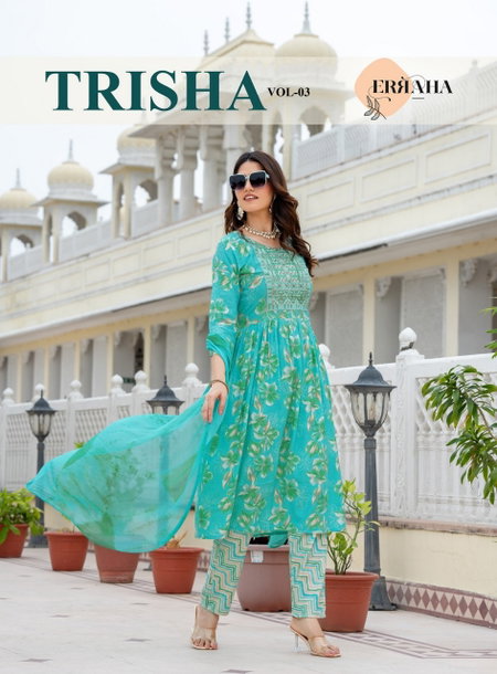 Trisha Vol 3 By Erraha Rayon Umbrella Style Kurti Set Suppliers In India
