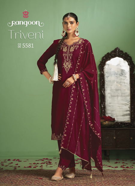 Triveni By Rangoon Silk Embroidery Designer Kurti Bottom With Dupatta Wholesale Shop In Surat
 Catalog