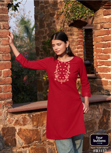 Tulip 3 By Four Button Short Kurtis Catalog Catalog