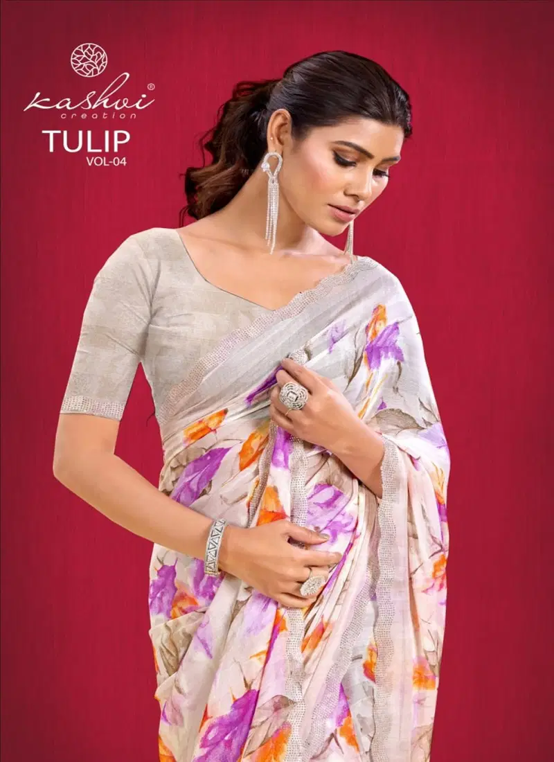 Tulip Vol 4 By Kashvi Rimzim Printed Daily Wear Wholesale Saree Wholesale Market Catalog