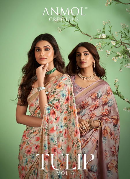 Tulip Vol 6 By Anmol Jute Silk Printed Sarees Catalog Catalog